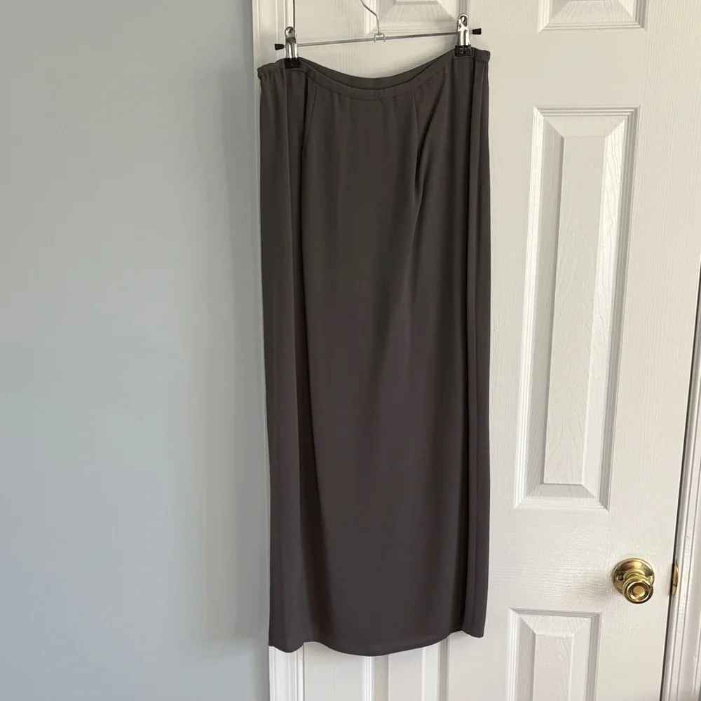 Eileen Fisher Slate Gray 100% Silk Midi Skirt Size Small - Picture 7 of 7